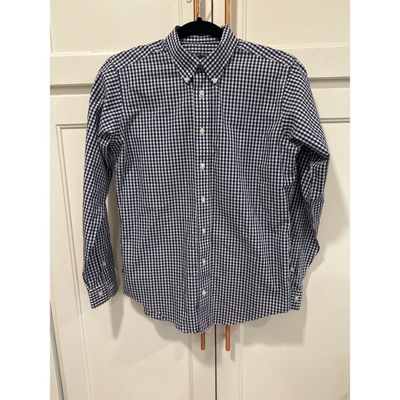 Brooks Brothers Tops - Brooks Brothers Fleece Navy White Gingham preppy Cotton Button Down Shirt L